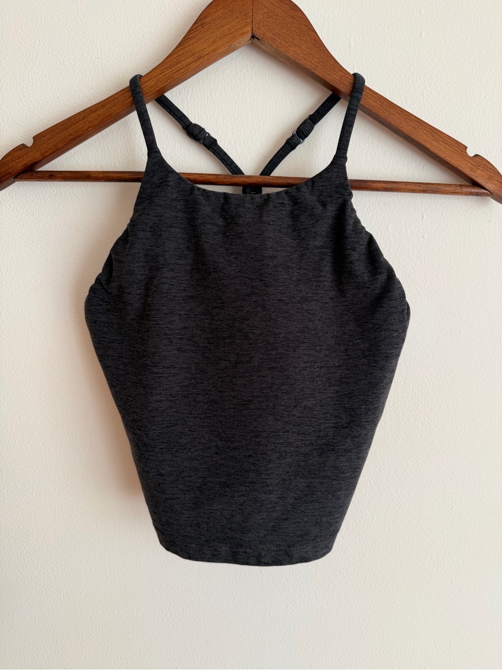CALIA High Neck Longline Sports Bra Crop Tank Heather Charcoal Dark Grey Small S